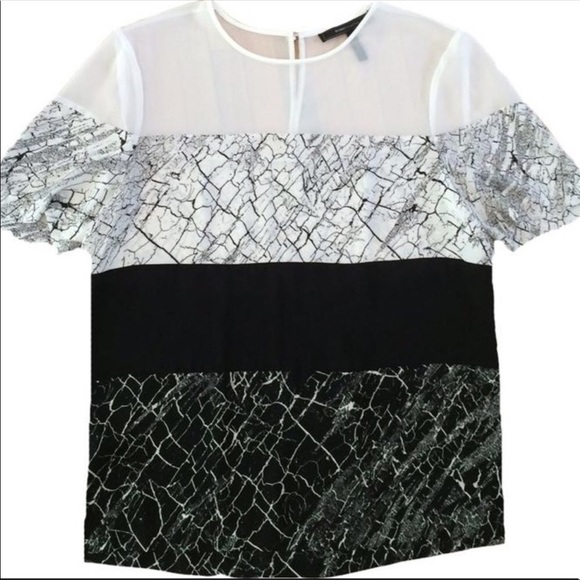BCBG Maxaxaria Caleste Marble black and white top - Picture 4 of 5